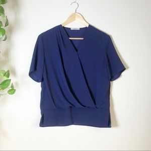 MM Lafleur Dani Top Deep Indigo Blue V Neck M